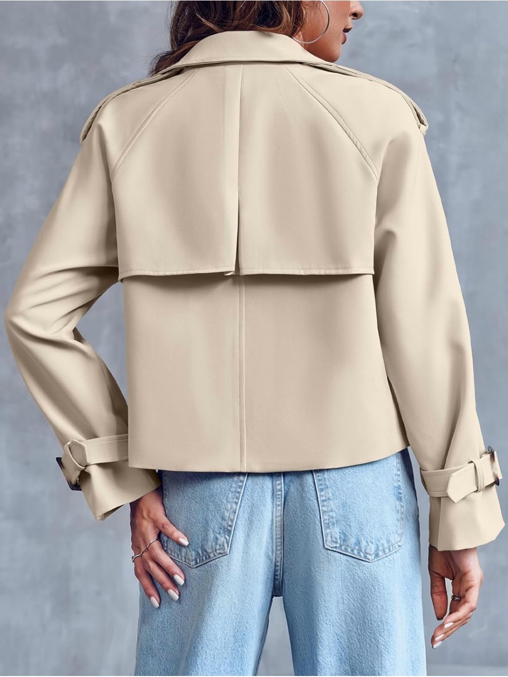 Cropped Double Breasted Trench Coat - Picture 4 of 5
